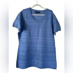 Lane Bryant Blue Short-Sleeve Textured Knit Top